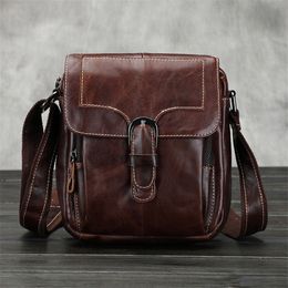 Shoulder Bag Men Fashion Genuine Leather Hight Quality Crossbody Messenger Small Casual Sling Brown