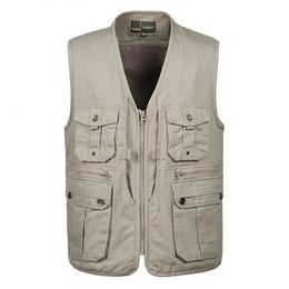 Men's Vests 2021 Men Casual Summer Plus Size 4XL Sleeveless Vest Mens Multi Pocket Pograph Male Pure Cotton Waistcoat