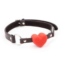 NXY SM Sex Adult Toy Heart Gag Rubber&pu Leather Open Mouth Harness Ball Shape Couple Game Flirting Oral Product for Woman Man O31220