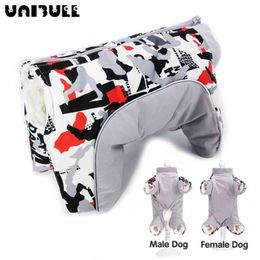 UNIBULL Winter Dog Clothes Waterproof Jacket for Small s Reflective Warm Snowsuit Fully-Covered Boy/Girl 211106