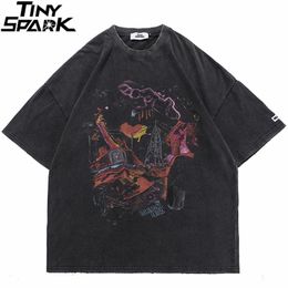 Hip Hop Oversize Washed T-Shirt Streetwear Harajuku Ripped Graphic Printed T Shirt 2021 Men Spring Summer Short Sleeve Tshirt 210225