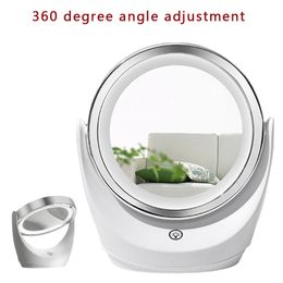 Makeup Double-Sided Led Lighted 1x/5x Magnification Cosmetic Mirror 360 Degree Swivel Adjustable Touch Dimmer