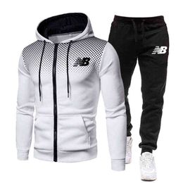Trending Men Sport Suits Personality Long Sleeve Hoodies and Pants Tracksuit Casual Zipper Jacket Jogging 2 Piece Sets Plus Size G1222
