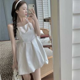 WOMENGAGA Women's Sexy Short Backless High Waist Bow Loose Tank Party Summer Dress White Korean Dresses D9BM 210603