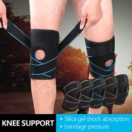 Professional Knee Pad Elastic Silicone Shock Absorption Breathable Knee Brace Protector Guard 3D with 4 Spring Bind Pressurised