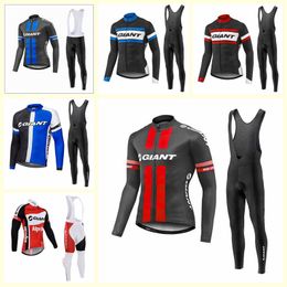 GIANT team Cycling long Sleeves jersey bib pants sets men thin Ropa Ciclismo quick-dry MTB bicycle clothes U121003