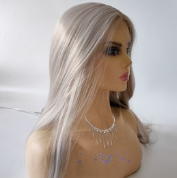 u shaped wigs UK - U-Shaped 4503 Gray Long Straight Hair Fashion Small Lace Headgear Chemical Fiber High Temperature Silk Granny Grays Wig