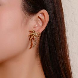 Stud Korean Fashion Women's Earrings 2021 Clip On Coconut Tree Flow Jewellery Vintage