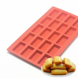 1Pc Baking tool 20 Cavity Financiers Mould Silicone Mould 11.3*6.6*0.5 inch Red French Cake Mould Dessert Tool 210225
