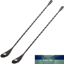 Stainless Steel Black Cocktail Spoon Bar Stirring Spoon Long Handle Spiral Pattern Mixing Shaker 12 Inch