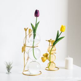 Glass Crystal Flower Vases Creativity Transparent Bubble Ball Tabletop Glass Vase Home Decoration Accessories Modern Flower Vase 210310