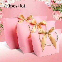 Pink Gift Bag with Handle s Gift Box Food Cake Candy Boxes Kraft Paper Cardboard Box Packaging Wedding Birthday Party Favours 211014