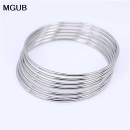 Multiple Style Options Width 2-3mm 316l Stainless Steel Bangles Do Not Fade Women 7pieces/set Combination Lh583 Q0720