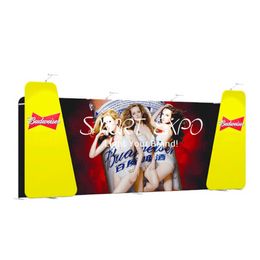 Retail Supplies 20ft Trade Show Logo Presentation Backwall with Double Front Overlap Display Panels Custom Fabric Printing Graphics