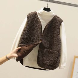 Autumn Fleece Women Vest Waistcoat Winter White Vest Sleeveless Jacket Ladies Warm Thick Sleeveless Vest For Women 2022