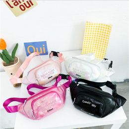 Kid Waist Bags Candy Colour Coin Purse Letter Printed Zipper Shoulder Bag Fashion Home Storage 4 Colours Optional BT6654