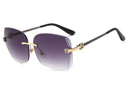 Luxury Brand Designer Dazzling Colours Sunglasses Frameless Cut Edge Diamond Sun glasses Women's