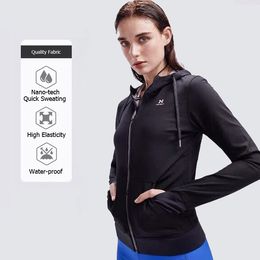Gym clothing sauna suit for women lightweight sweating jacket ladies exercise fitness coat long sleeves with hoodies