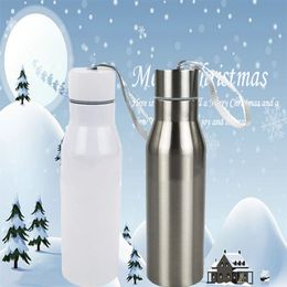 450ml Sublimation Water Bottle with Rope Double Wall Stainless Steel Insulated Vacuum Tumbler Eco Friendly Outdoor Portable Sport Kettle