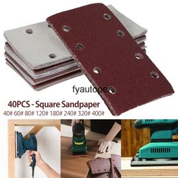 40pcs Sandpaper Sanding Paper Sheet 40/80/120/180/400 Mix Grit 1/3 Sander Hook Loop Disc Abrasive Tools For Wood Polishing