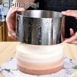 1Pc Round Mousse Ring Cake Mold Adjustable 3D Cake Mould Stainless Steel Baking Moulds Kitchen Mousse Cake Decorating Tools 210225