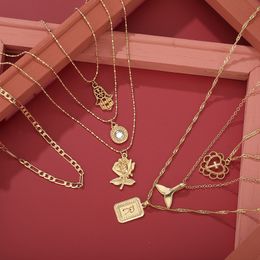 Fashion Necklaces & Pendants For Women Heart Cross Chokers Necklace 18k Gold Alloy Links Chains Jewelry Gift