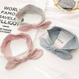 Baby Girls Rabbit Ears Bowknot Cotton Headband Kids Cute Lovely Bow Solid Cloth Hairband Small Fresh Style Fashion Hair Hoops