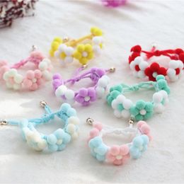 Cat Supplies Pet collar Hand-woven cats and dogs collars Pets fur ball flower accessories 7 colors