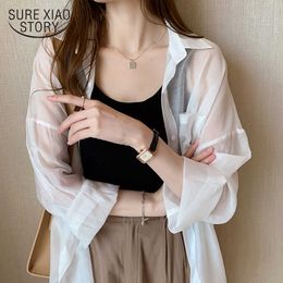 Blusa Casual Summer Sun Protection Clothes Super Thin Coat Female Cardigan Shirt Clothing Tops Blouse for Woman Covers 10181 210527