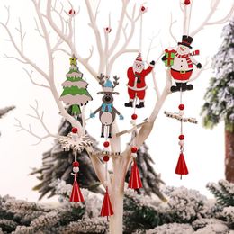 Decorações de Natal Home Decor Diy Casa Pintado De Madeira Velho Snowflake Bell Ornaments Christmatree Neve Chimes Presente