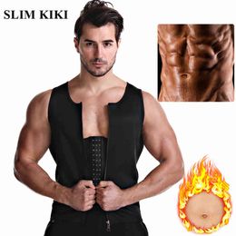 Men Sweat Vest Neoprene Sauna Suit Corset for Body Weight Loss Fitness Fat Burner Trimmer Band Zipper Tank Top Shirt