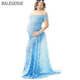 Maternity Lace Dresses Photo Shoot Pregnant Women Sexy V Neck Maxi Gown Dress Pregnancy Baby Shower Photography Props Clothes Q0713