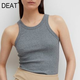 DEAT 2021 New Spring O-neck Solid Colour Sleeveless Sling Tank Tops Women Streetwear Loose Sexy Fashion Tops Tide PD210 210308