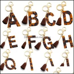 Cartoon Accessories Products Baby, Kids & Maternity Letter Keychain Wholesale Trendy Initial Alphabet Leopard Key Chain Tassel Bag Hanging D