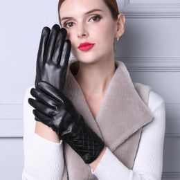 Fingerless Gloves Arrival Woman Sheepskin Real Leather Female Women Winter Warm Designer Style Full Finger Mittens For The Phone
