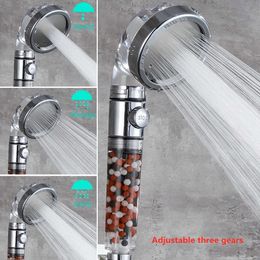 Bathroom Nozzle Shower Head Bathroom Accessories 3 modes Adjustable Jetting Water Saving Rainfall ABS Chrome Shower Head 210724
