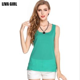 Fashion Women Summer Vest Candy Colour Cami Tank Tops Chiffon Sleeveless Vest Shirts Ladies Blouse Tops Plus Size Casual S-XXXL 2XL 3XL