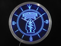 Wall Clocks Nc0212 US Army Special Forces Air Borne Neon Light Signs LED Clock