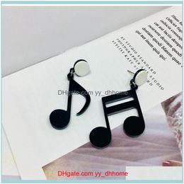 Jewelryfashion Lovely Female Personality Musical Note Earring Black Asymmetric Stud Earrings Acrylic Women Jewelry Drop Delivery 2021 Myvs2