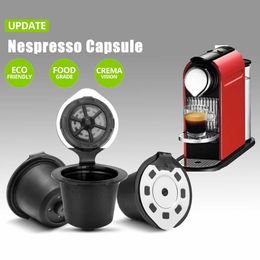 ICafilas Version Crema Stainless Steel Refillable Reusable Coffee Capsule For Nespresso Tamper Pod Machine 210607