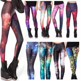 Sales S To 4XL Punk Galaxy Space Women Leggings 6 Patterns Red Blue Grey Purple Casual Leggins 211215