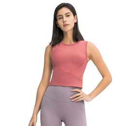 Spor İç Çamaşırı Yoga Tankı Tops Spor Giyim Kadın Darbeye Koşu Toplanan Spor Yelek Katı Renk Gömlek Bluzlar