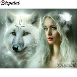 Dispaint Full Square/Round Drill 5D DIY Diamond Painting "Woman wolf" Embroidery Cross Stitch 3D Home Decor A10273