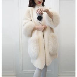 Women's Fur & Faux 2021 Winter Coat Female Lamb Mink Plus Size Loose Jacket Imitation Mid-length Outwear