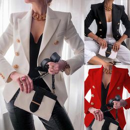 Fashion Women Blazer Suit Double Breasted Womens Blazers Suits Collar Long Sleeve Slim Blazer jacket autumn spring clothes coat