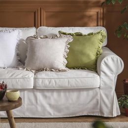 Cushion/Decorative Pillow 45x45cm Linen/green/white Retro Linen Cloth Case Cushion Cover Lotus Leaf Decorative Pillowcase Lumbar