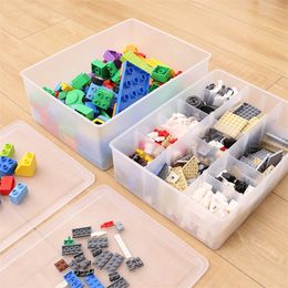 Creative Children's Lego Toys Plastic Building Block Parts With Partition Transparent Plastic Storage Box 210315