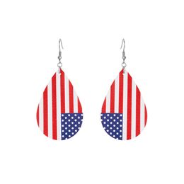 Minimalist Stud Earings For Women Rock Vintage Multilayer Leather American Flag Leaf Teardrop Earrings Independence Day Gift X0709 X0710