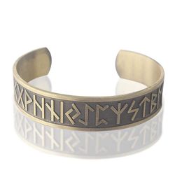 Norse Viking 24 Amulet Runes Bracelet Magnetic Therapy Cuff Bangle Bracelets for Men Women Jewellery Q0719