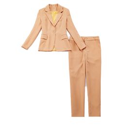 High-quality Office Temperament Autumn and Winter Women's Pants Suit Two-piece Work Clothes Interview Outfit Women Trousers 210527